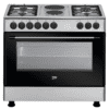 BEKO Cooker 4 Gas + 2 Electric, wide oven - GE12121DX Semi inox